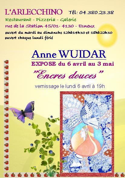 Affiche. Esneux. Anne Wuidar expose ses encres douces. 2015-04-06